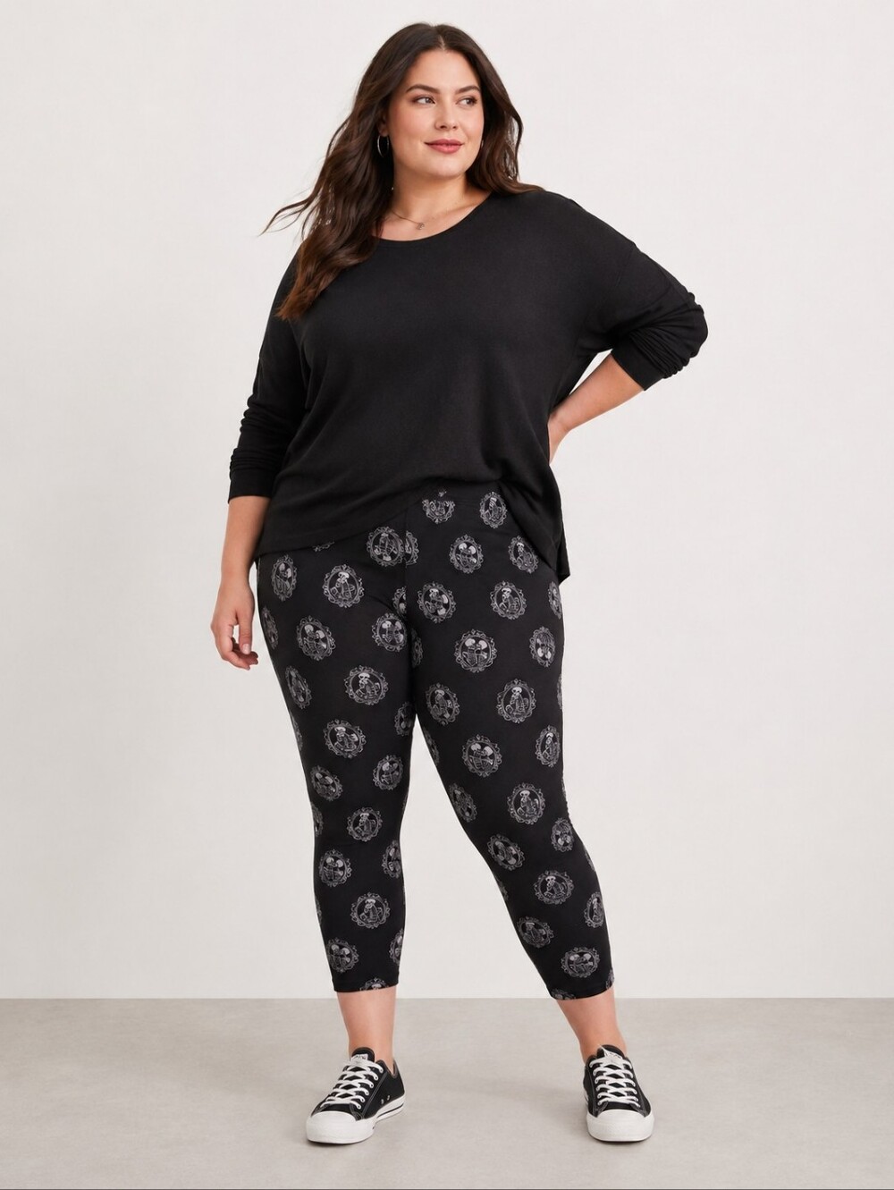 Torrid Skeleton Cameo Print Cropped Leggings | Size 4 (4X) | Gothic Halloween